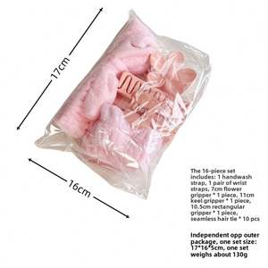 Set de 16 piezas de coleteros suaves de alta elasticidad multicolor, diademas grandes mate esmeriladas con lazo y cinturón lavable - Product Image 6