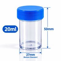 20ml Wadah Sampel Plastik Transparan dengan Tutup Sekrup, Botol Spesimen PS Kosong Kecil, Warna Kustom, Botol Sampel Laboratorium Grosir