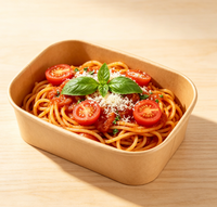 Boîte à lunch jetable robuste en papier kraft carré, imperméable et résistant aux UV, pour événements intérieurs et extérieurs, vente en gros