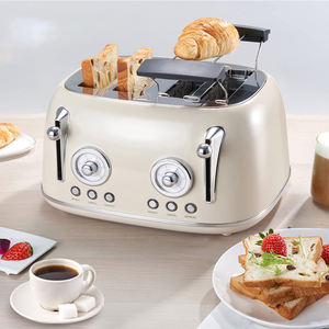 <span class=keywords><strong>Grille</strong></span>-<span class=keywords><strong>pain</strong></span> électrique automatique en acier inoxydable 4 tranches style rétro – Nouveauté 2023 en promotion - Product Image 1