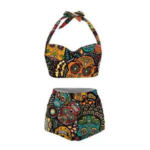 Funny Pattern Custom Bikinis Newest Cheap Wholesale Swimwear Women Summer Skull Beachwear Luxury Ladies Bathing Suits Swimsuit