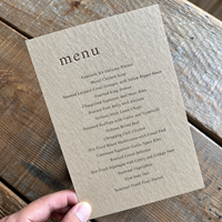 Cartes de menu de mariage personnalisées en papier d'art typographié, gaufrées, menu de table de luxe pour banquet, fête, restaurant