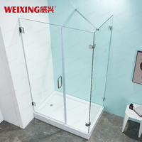 Porte de douche à charnière haute performance pour salle de bain, en acier inoxydable, sans cadre, en verre trempé rectangulaire