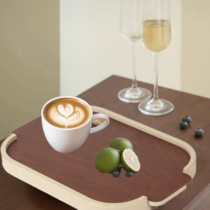 Phong Cách Bắc Âu Dày Rắn Khay Gỗ Handmade Phòng Khách Bàn Trà Gỗ Óc Chó Da Tùy Chỉnh Cho Cà Phê Cửa Hàng Logo - Product Image 4