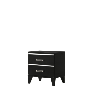Chelsie Black Finish Nightstand With Two <b>Drawers</b> And Silver Handles <b>For</b> Bedroom <b>Storage</b> - Product Image 5