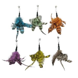 Jouet pour chat en plumes de fabrication artisanale avec têtes interchangeables, plumes colorées et réalistes, jouet interactif pour animaux de compagnie - Product Image 1