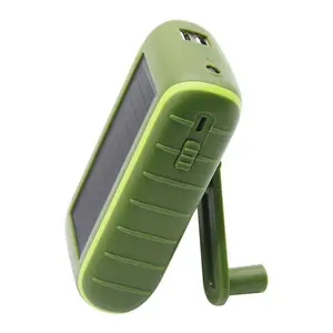 Hand Crank Power Bank Met Led Verlichting Draagbare Batterij Zonnepaneel Power Bank Telefoonhoes