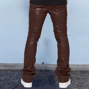 <span class=keywords><strong>Pantaloni</strong></span> da Uomo Nuovi Autunnali Casual in <span class=keywords><strong>Pelle</strong></span> Stile Streetwear a Tinta Unita Svasati - Product Image 6