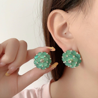 Anting Bunga Kristal Bertabur Berlian Sederhana, Anting Temperamen Wanita Modis, Hadiah Perhiasan Anting