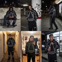 Ensemble de survêtement personnalisé pour homme avec fermeture éclair réfléchissante 3M, veste et pantalon, passepoil ondulé, en nylon, style Techwear Streetwear, marque privée, faible MOQ, usine OEM ODM