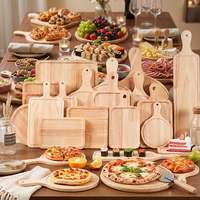 Planche à pizza en bambou au design moderne avec poignée, plateau de service pour charcuterie, écologique, compatible lave-vaisselle et micro-ondes, pour restaurant et maison