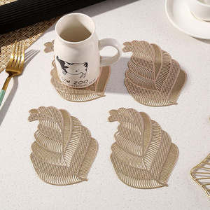 Sous-verre rond en PVC de style européen pour la décoration de la maison, sous-verres tissés, set de <span class=keywords><strong>table</strong></span>, tapis pour tasse à café, imperméable, antidérapant - Product Image 1