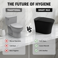 WC intelligent en céramique avec couvercle électrique à ouverture automatique, télécommande, siège chauffant, drainage en S - Toilettes modernes aux fonctionnalités innovantes
