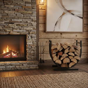 Modern Round Steel <b>Log</b> <b>Holder</b> for Firewood Storage Powder Coated Finish Fireplace Accessory - Product Image 5