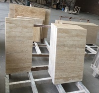 Carreaux de travertin beige classique non remplis de pierre naturelle, finition polie, pour revêtement mural et de sol