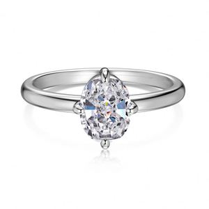 Dylam Women Classic Fine Jewelry Accessories S925 <b>Silver</b> Rhodium Plated <b>Solitaire</b> 5A Cubic Zirconia Wedding Band Bridal <b>Rings</b> - Product Image 1