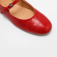 Ballerines Mary Jane en cuir véritable délavé pour femmes, avec bride à boucle, chaussures décontractées