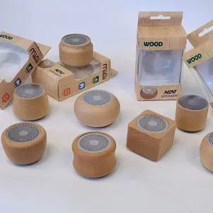 new multiple shape small mini size wooden material 3W power beech wood speaker wireless