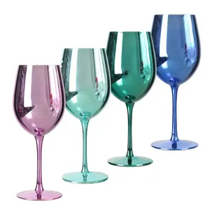 Wholesale Red Wine Glass 320ml Electroplated Gold Pink Color Wine Goblets Glass Goblet Red Wine Glass