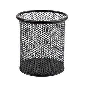 Porte-stylo rond en métal Zhongchang, organisateur de bureau noir, conteneur de papeterie, design en maille - Product Image 3