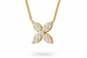 Modern Classic Diamond Flower Cluster Necklace With Chain Women Minimalist Fine Jewelry Diamond Flowers For Casual Wear - Product Image 2