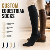 Chaussettes d'équitation personnalisées avec logo, hauteur genou, cinq doigts, pour homme et femme, chaussettes de performance rembourrées pour l'équitation