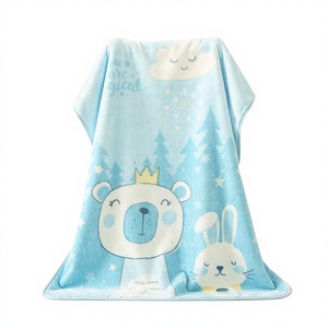 Sábana de Forro Polar para Niños, Tejida, 100% Poliéster, 200 Hilos, Ecológica, Antibacteriana, Antiestática, Estilo Americano, con Diseño de Animales - Product Image 1