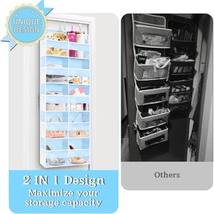 Organisateur bleu à suspendre derrière la porte, 10 compartiments, 5 niveaux, rangement suspendu pour vêtements, produits pour bébés, fixation murale - Product Image 3
