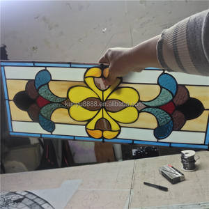 Fournisseur d'usine : Vitraux chinois style Tiffany pour portes et fenêtres, motif floral, pour villas, KTV et décoration intérieure en verre - Product Image 4