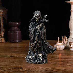 Figuras Religiosas Estatua de la Santa Muerte Adorno de Resina Esculturas de la Parca del Infierno para Decoración del Hogar en Halloween - Product Image 4