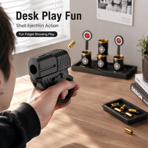 Pistolet jouet anti-stress en alliage noir mat avec éjection de douilles, pistolet à balles souples pour garçons, idéal pour l'extérieur - Product Image 4