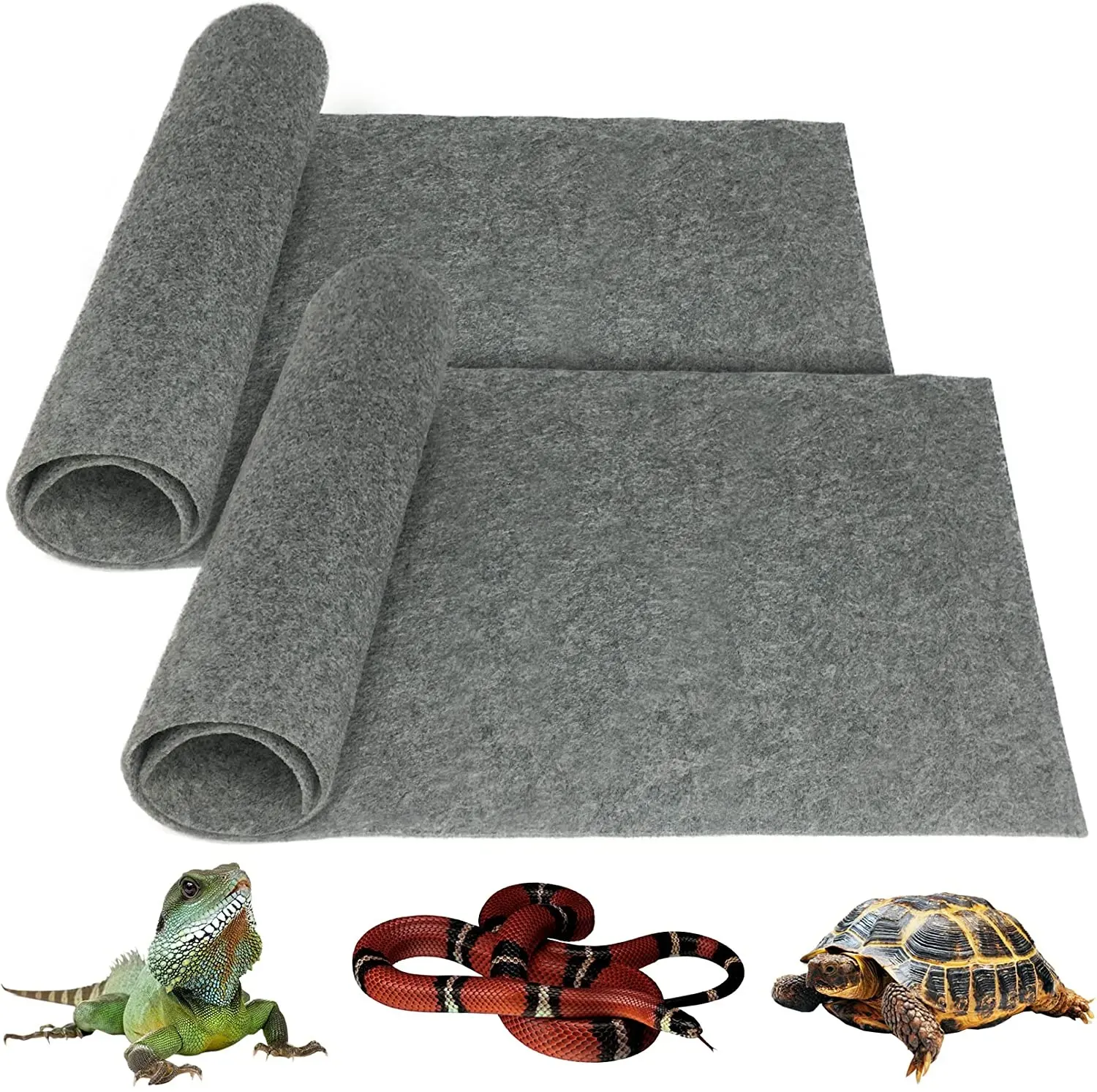 39'' x 20'' Grey Reptile Carpet Terrarium Bedding Substrate Liner Reptile Cage Mat for Snake Tortoise Lizard Leopard Gecko