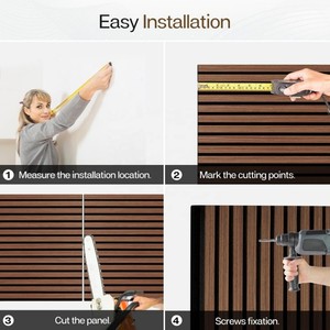 แผ่นอะคูสติกไม้และเอ็มดีเอฟพร้อมดีไซน์แบบจำลองสามมิติสำหรับโรงแรมและห้องนั่งเล่น-ผนังไม้ระแนงแบบโมเดิร์นสำหรับตกแต่งพื้นหลังสำนักงาน - Product Image 2