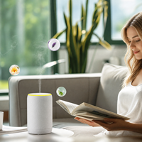 Diffuseur d'huiles essentielles pures, machine à arôme silencieuse à brume froide, alimentée par USB, batterie intégrée, désodorisant de voiture sensible au toucher, blanc