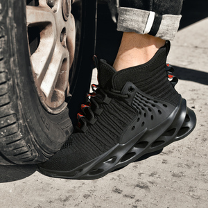 Zapatos de seguridad informales negros ligeros para hombre, suela de goma antiperforación <span class=keywords><strong>con</strong></span> punta de acero, protección superior para exteriores, deportes de verano - Product Image 6