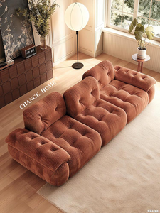 Sofá Modular de 3 Plazas Tapizado en Corduroy Premium Estilo Mid-Century para Sala de Estar - Product Image 4