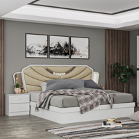 Lit King Size Classique de Luxe, Ensemble Complet de Meubles de Chambre en Bois, Chambre à Coucher Complète de Luxe avec Lit et Armoires