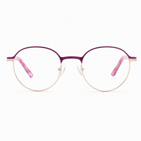 Gafas de Montura Redonda para Mujer, Construcción de Montura Metálica Premium, Lentes de PC Resistentes a los Arañazos, Gafas Cómodas para Mujer