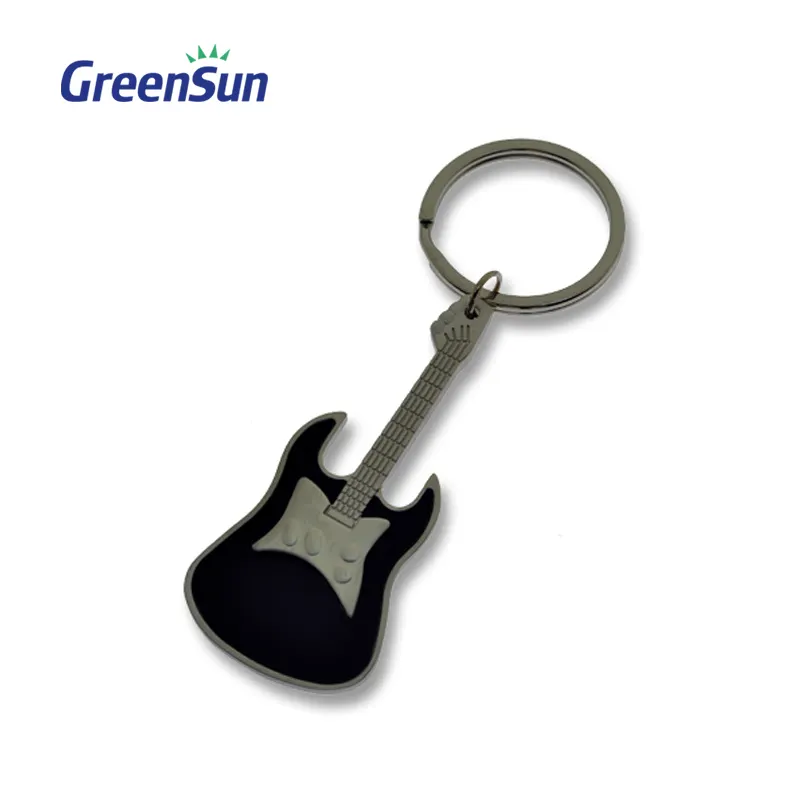 الإبداعية المعادن الغيتار الكهربائي الفضة مصغرة سلسلة المفاتيح مفتاح ميدالية مفاتيح ذات حلقة الأزياء