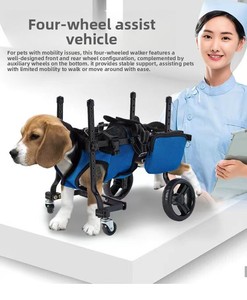 Chariot pour pattes arrière de <span class=keywords><strong>chien</strong></span> réglable sur mesure, fauteuil roulant pour <span class=keywords><strong>chien</strong></span> en aluminium antirouille pour chiens moyens paralysés ou blessés - Product Image 1