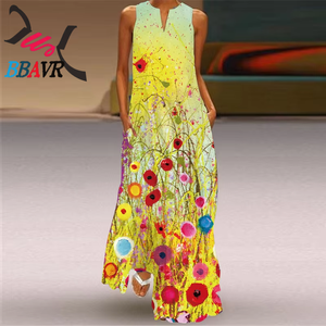 Vestido de Fiesta Elegante y Lujoso para Mujer, Estampado Floral, Sin Mangas, Cuello en V, Vestido Formal para Mujer - Product Image 3