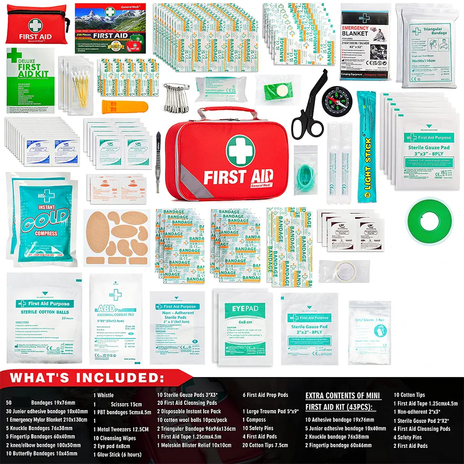 BS8599 Kit di pronto soccorso Standard prezzo di fabbrica Kit famiglia di emergenza con forniture mediche di emergenza