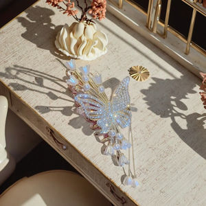 بيع بالجملة عالية الجودة سبائك الزنك المعدنية فراشة الموضة خرافية زهرة حجر الراين الاصطناعي شرابة اللؤلؤ يومي - Product Image 2