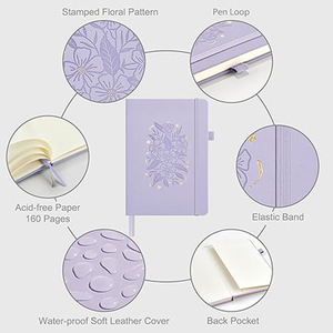 Bellissimo Taccuino Regalo con Copertina Rigida <span class=keywords><strong>in</strong></span> Pelle 5.7x8 Pollici, 100gsm, 80 Fogli, Stampa a Caldo <span class=keywords><strong>in</strong></span> Rilievo, Vari Colori, Viola - Product Image 3