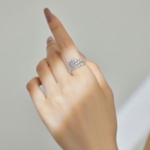 Dylam Exclusive 925 Sterling <b>Silver</b> Rhodium 18K Gold Plated Jewelry Irregular Multi-Layered <b>Spray</b> Sparkle 5A Zirconia Rings - Product Image 5