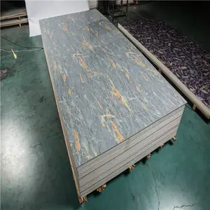 Bathroom Spc Wall Panel For Interior Decoration Pvc Marble Sheet Black With Gold Line Uv Board