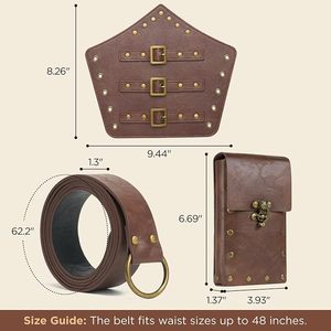 Ensemble d'armure médiévale en cuir PU Enaissance Accessories, épaulettes, protège-bras, ceinture, pochette pour téléphone, <span class=keywords><strong>pirate</strong></span>, viking, LARP - Product Image 6