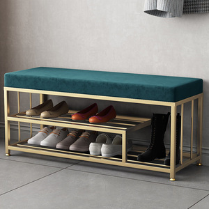 Banco zapatero tapizado de lujo ligero para <span class=keywords><strong>el</strong></span> hogar, mueble de entrada con cojín, banco para sentarse en la entrada. - Product Image 1