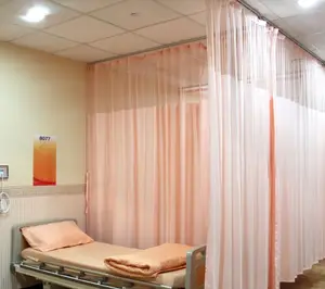 Cortinas médicas antibacterianas e retardadoras de chamas para cubículos de cama de hospital