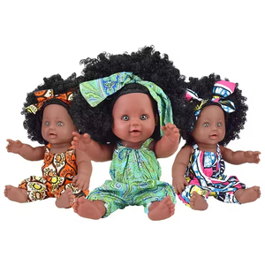 Venta al por mayor personalizado directo de fábrica negro Baby Doll africano 30cm Pretty Baby Girl cuerpo completo muñecas negras con pelo Afro - Product Image 1